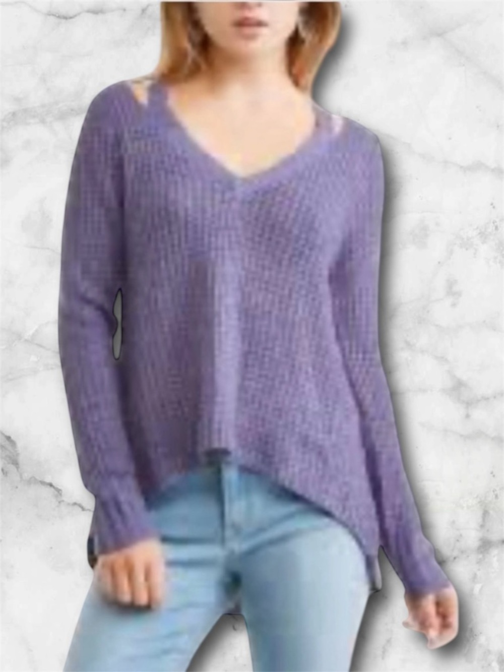 Derek Heart Lavender Purple Knit Pullover Sweater Top with Cut Outs Soft Size M